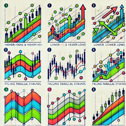 Technical analysis patterns, Higher highs and lower lows, Rising parallel channel, Falling parallel channel, Trading strategies, Financial market trends